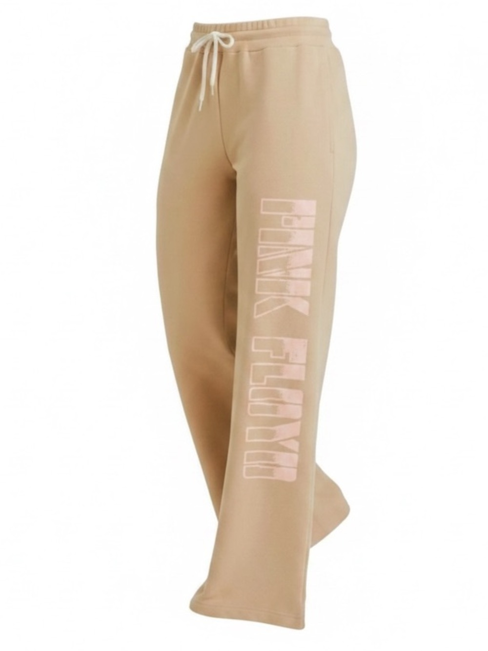 New Pink Floyd Beige Tan Wide Leg Joggers Lounge Pants Womens size L